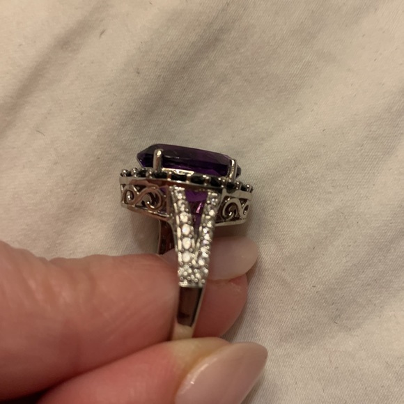 NWT Amethyst Multi Gemstone Ring in Platinum Over Sterling Silver 6.84ctw - Picture 5 of 6